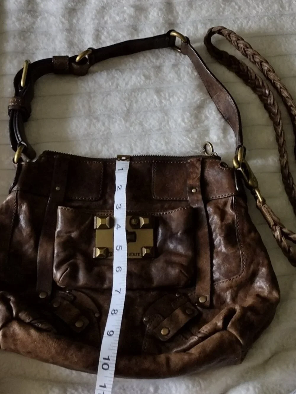 Juicy Couture Vintage Y2K Leather Shoulder Bag Brown Lambskin